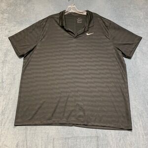 Nike Dri Fit Polo Shirt Mens 2XL Black Swoosh Logo Standard Golf Tennis Outdoor